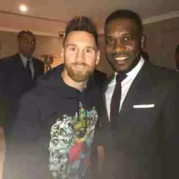 "Two World Best": Super Eagles Legend, Jay-Jay Okocha Poses With Lionel Messi